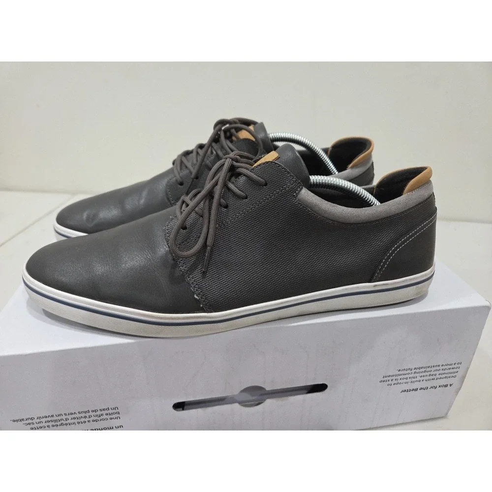 ALDO Sneakers Mens 12 Omono Grey Vegan Leather Low Top Casual Everyday Nubuck